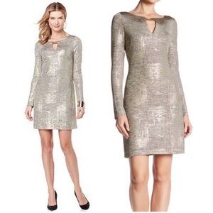 Vince Camuto 6 Gold Metallic Cocktail Sheath Dress